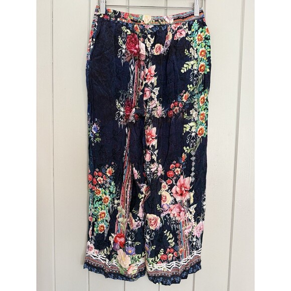 Shana Apparel Wide Leg Pants M Medium Colorful Floral Pull-On Floral Boho - Picture 4 of 7